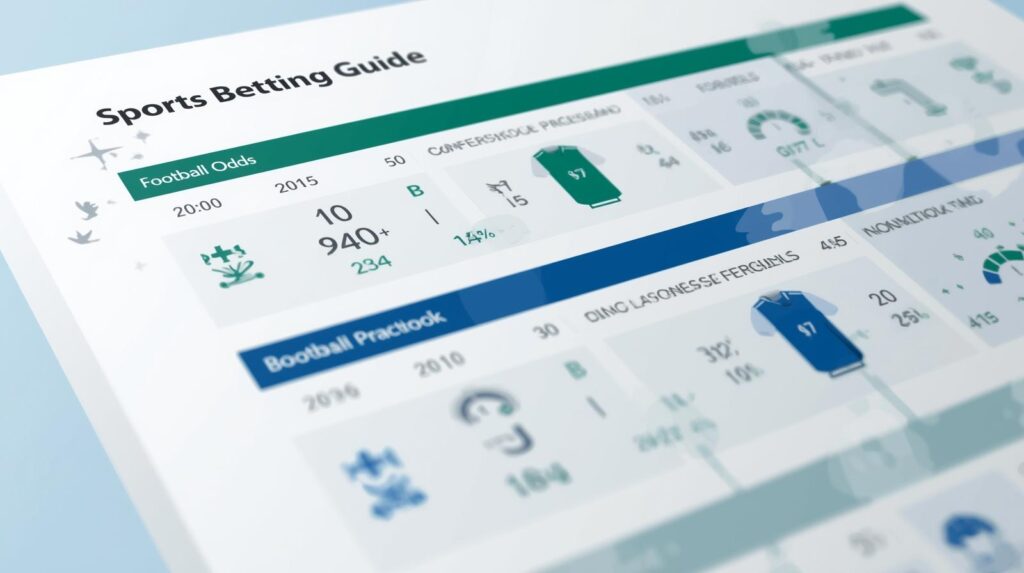 A simple sports betting guide illustration showing football match odds with decimal and fractional formats for beginners